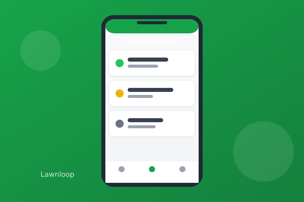 LawnHero app showing today's route on a mobile phone